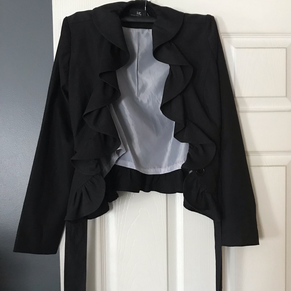 Ladies black ruffle jacket